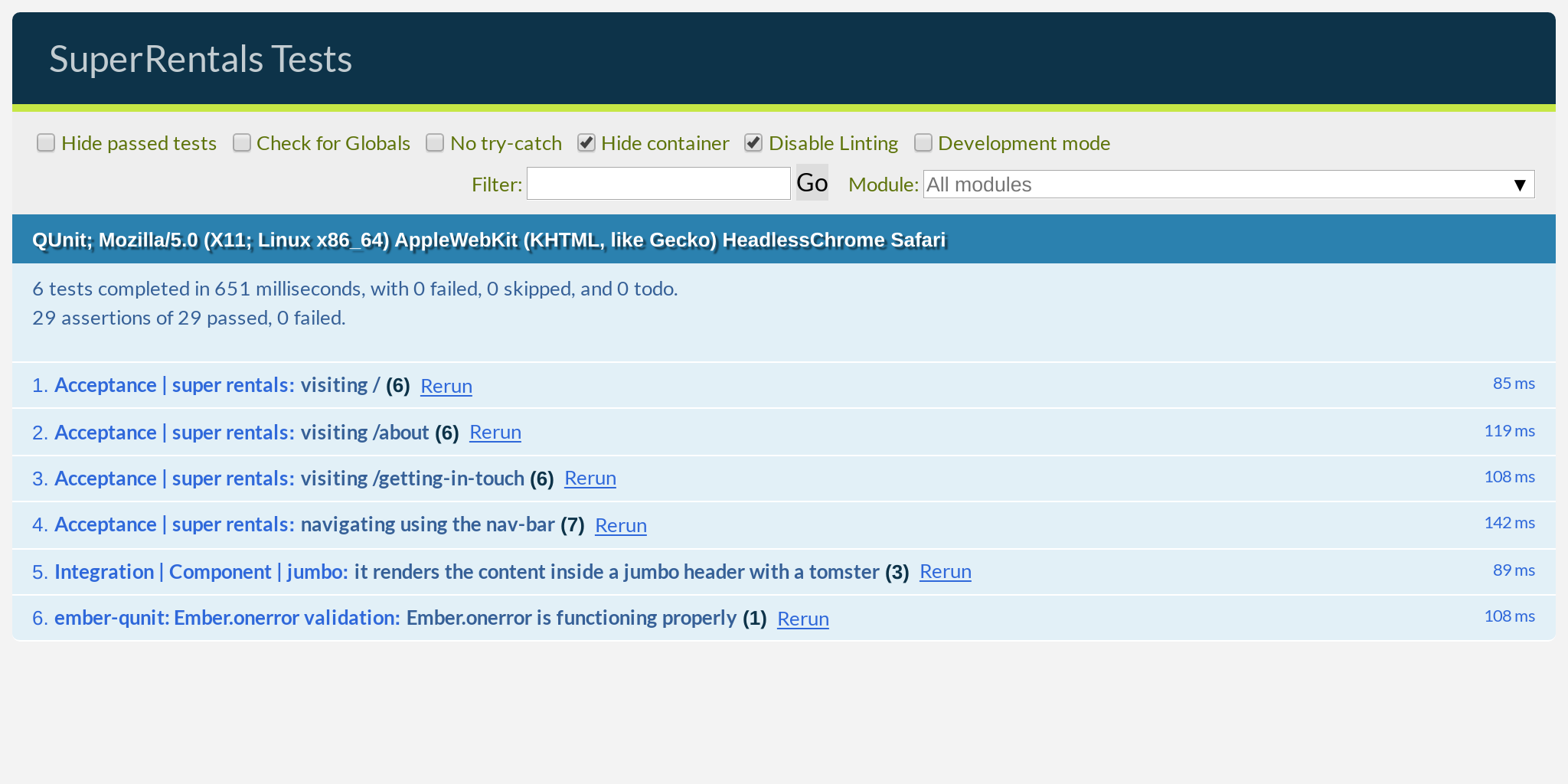 Tests still passing with our <NavBar> tests